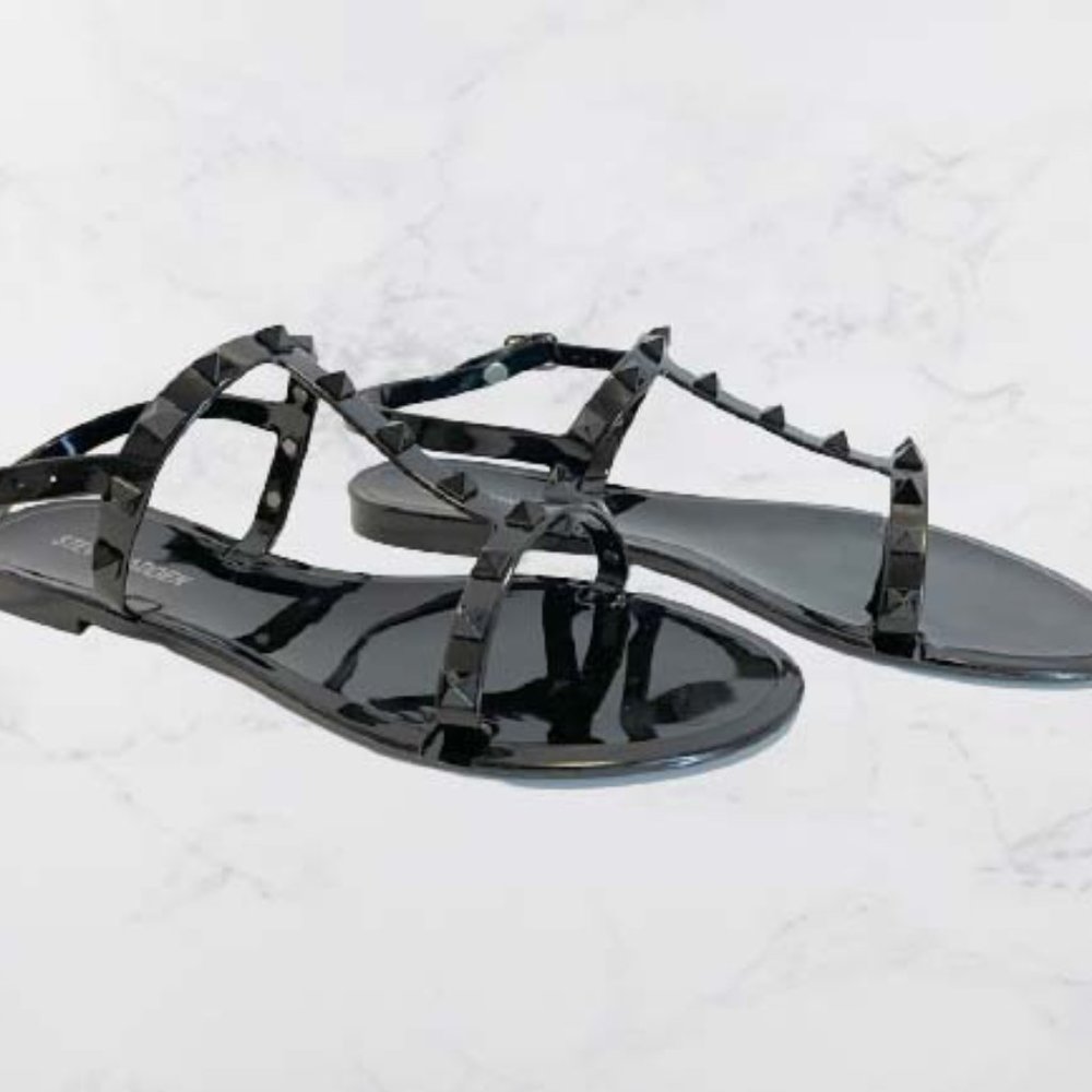 Steve Madden Gello Gladiator Pyramid Stud Sandals_Black New, Sizes 7